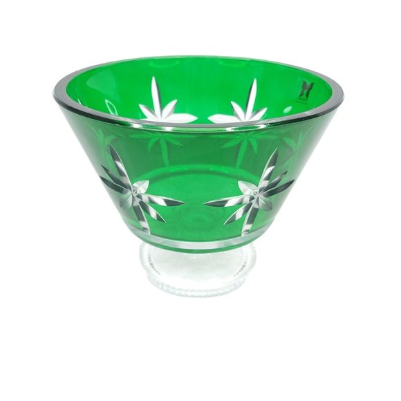 Waterford Marquis Crystal Compote Bowl Footed Pedestal Cut Glass Emerald Green - Picture 7 of 8